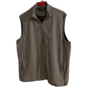 Polo Golf Ralph Lauren Sleeveless 1/4 Zip Black Herringbone Vest Mens Large